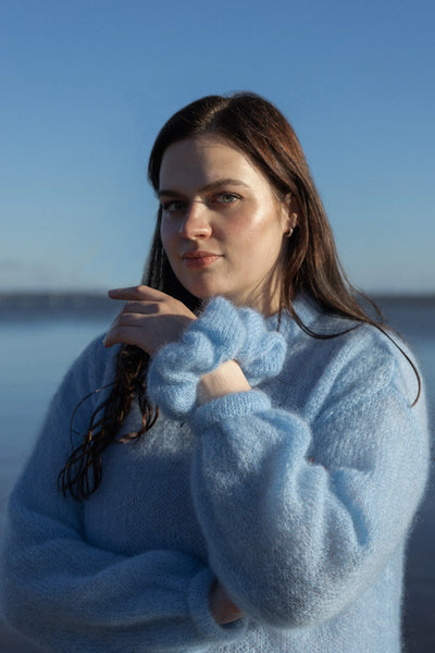 Melody moheros plaukų gumelė žydra