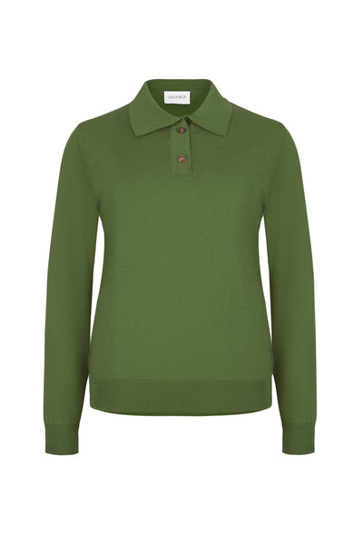Galante 100% merino polo palaidinė žalia alyvuogė