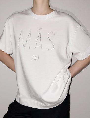 Balti marškinėliai su kristalais