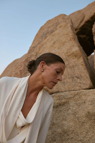 Keshi perlų įsegami auskarai