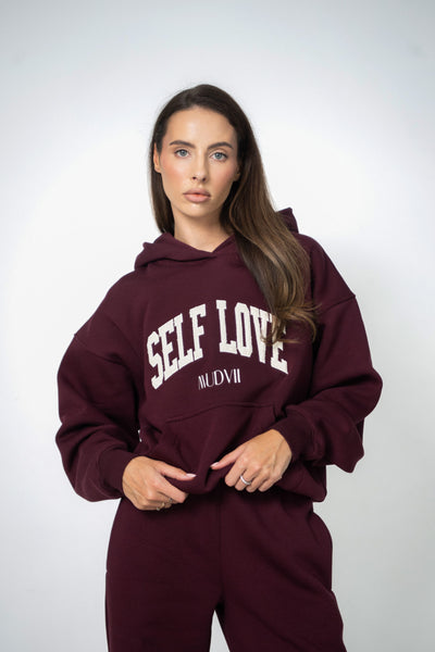 Džemperis su kapišonu SELF LOVE | Bordo