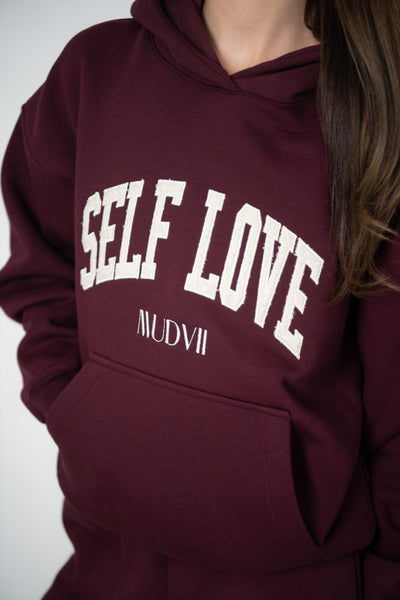 Džemperis su kapišonu SELF LOVE | Bordo
