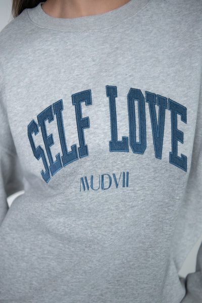Džemperis SELF LOVE | Melanžas džinsas