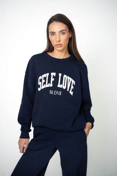 Džemperis SELF LOVE | Tamsiai mėlyna