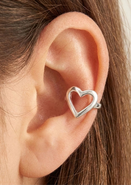 Heart ear cuff silver
