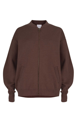 Onda 100% merino bomber stiliaus švarkas šokoladas