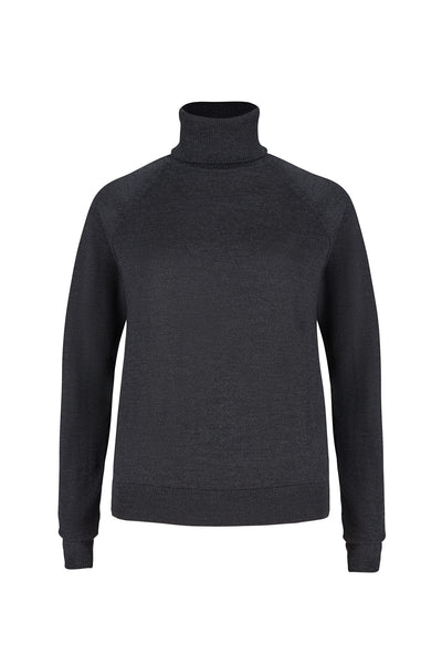 Ora 100% merino palaidinė aukštu kaklu juodas melanžas