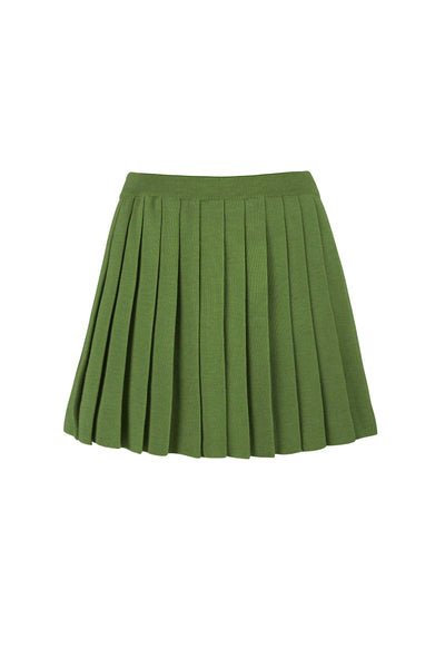 Piccolo klostuotas 100% merino mini sijonas žalia alyvuogė