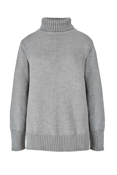 Morbido 100% merino megztinis aukštu kaklu pilkas