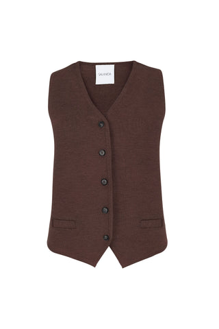 Galante megzta 100% merino liemenė šokoladas