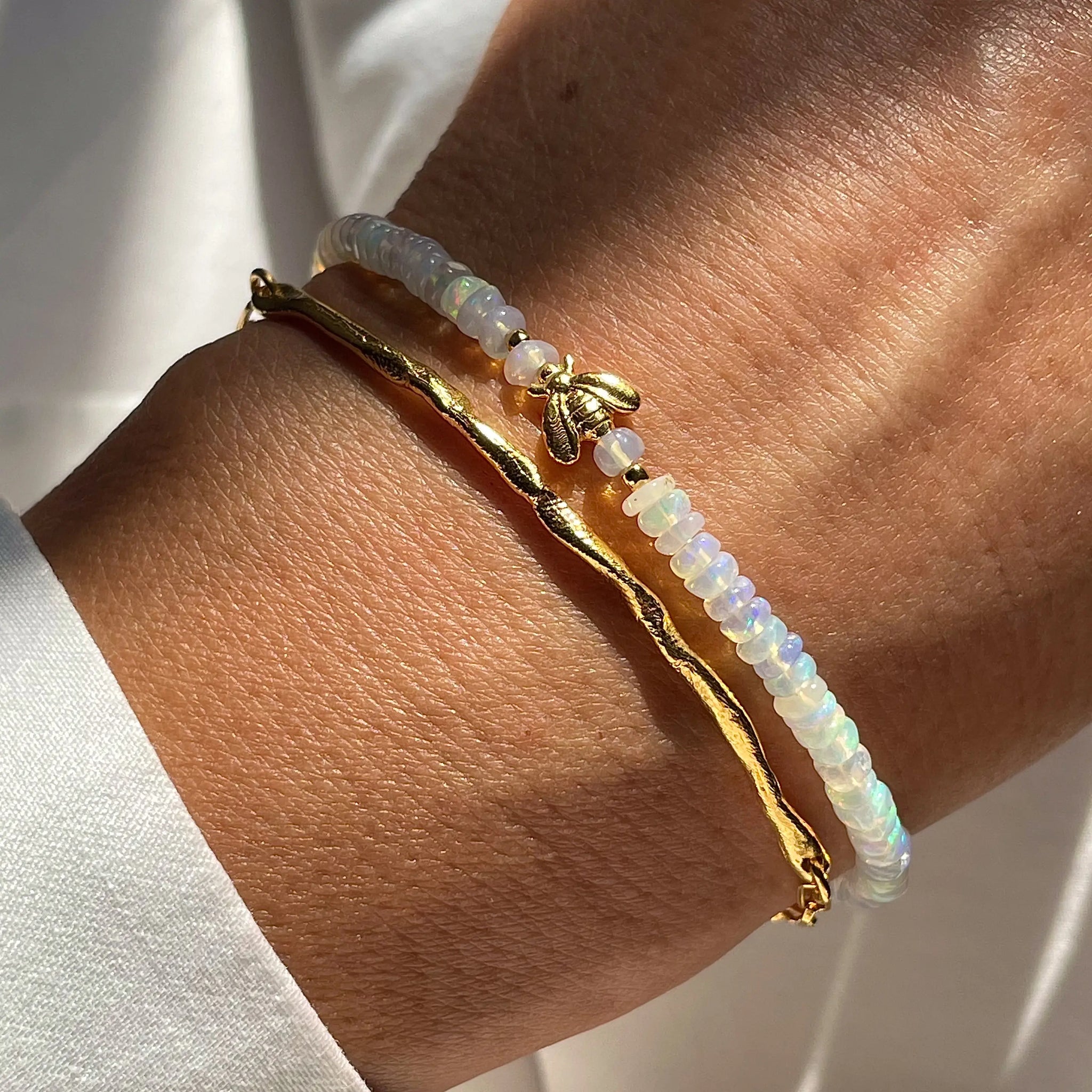 OPAL BEE SET 24K gold plated apyrankė