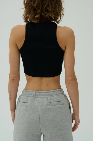 Crop Top - Juoda/Balta