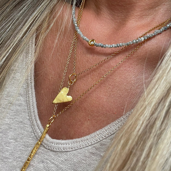 HANDCRAFTED HEART 24K gold plated kaklo papuošalas