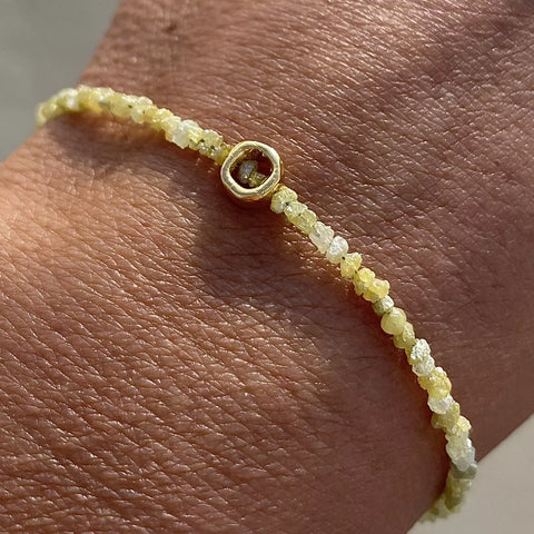 YELLOW RAW DIAMOND CIRCLE 24K gold plated apyrankė