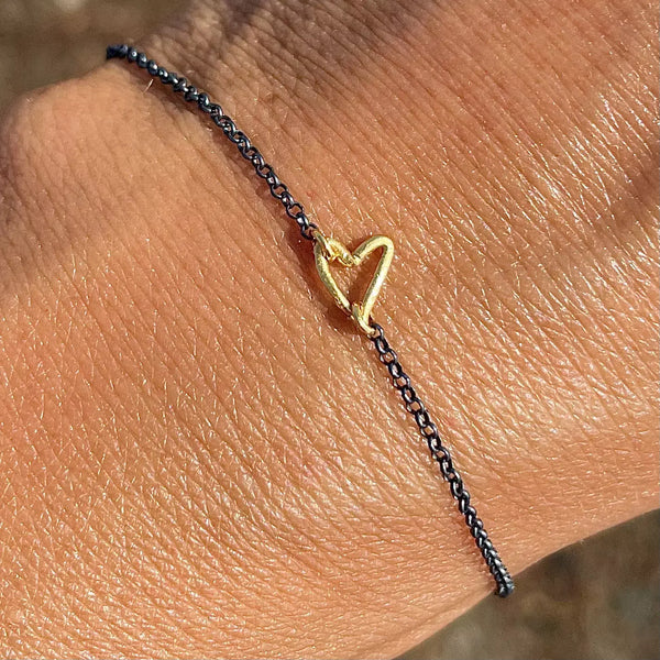 MINIATURE HEART 24K gold plated/oxidised silver apyrankė