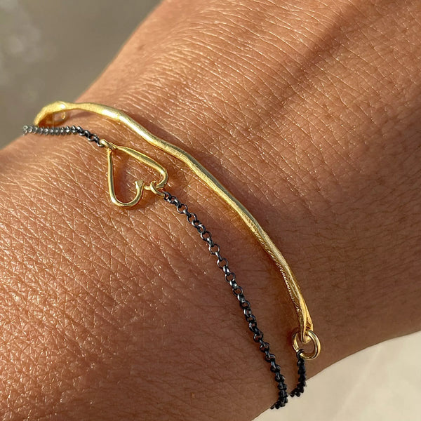 HEART 24K gold plated/oxidised silver apyrankė