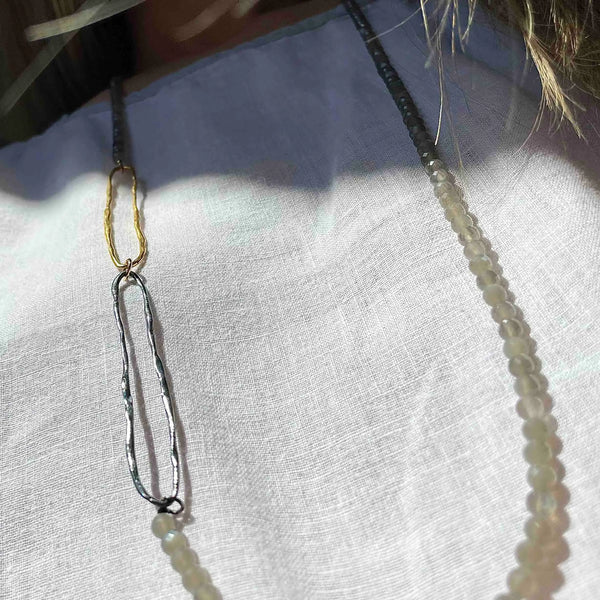 LABRADORITE long hand crafted details kaklo papuošalas