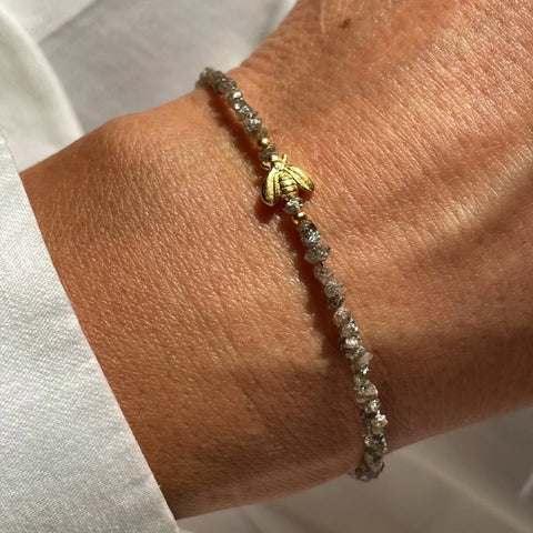 CHAMPAGNE RAW DIAMOND BEE 24K gold plated apyrankė