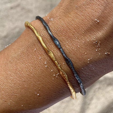 ROUGH CUFF SET 24K gold plated/oxidised silver apyrankė