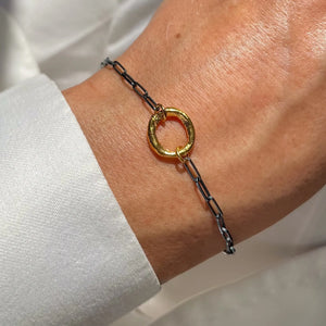 ROUGH CIRCLE 24K gold plated/oxidised silver apyrankė