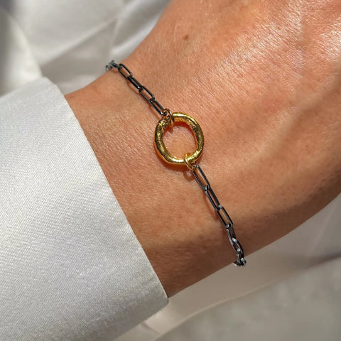 ROUGH CIRCLE 24K gold plated/oxidised silver apyrankė