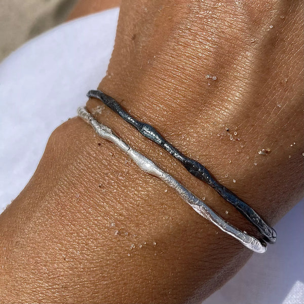 ROUGH CUFF SET silver/oxidised silver apyrankė