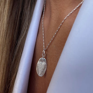 HEART oval silver kaklo papuošalas
