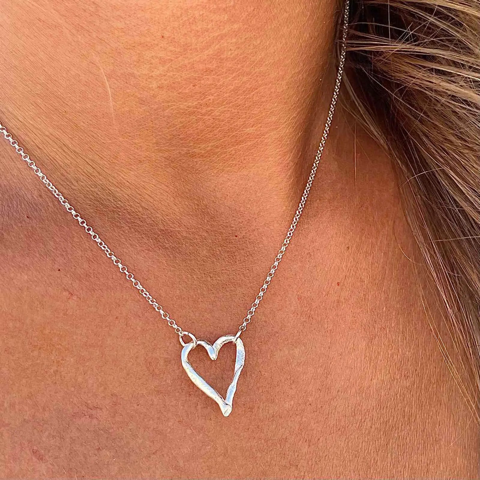 FINGERPRINT THIK HEART silver kaklo papuošalas
