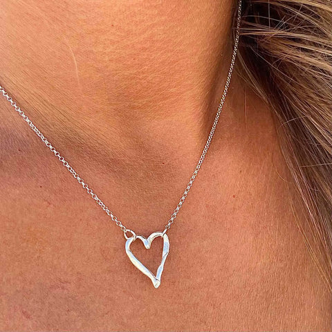 FINGERPRINT THIK HEART silver kaklo papuošalas