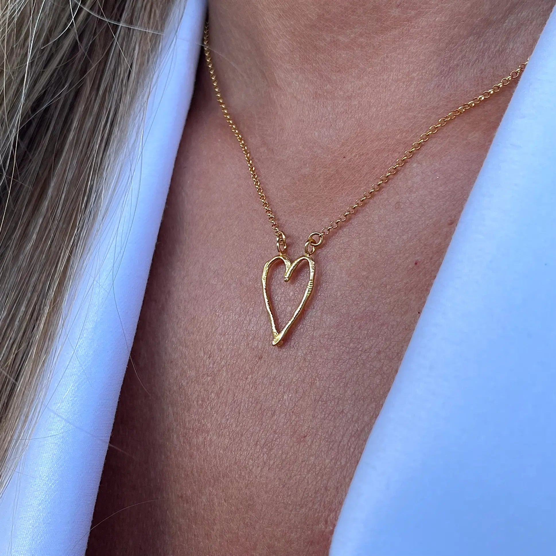 FINGERPRINT THIN HEART 24K gold plated kaklo papuošalas