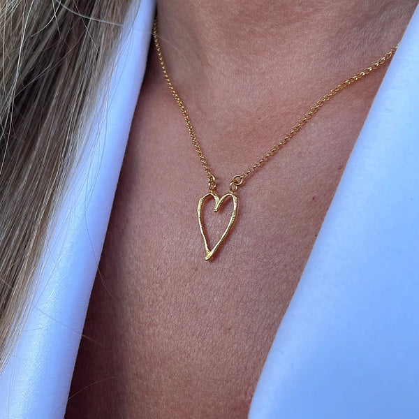 FINGERPRINT THIN HEART 24K gold plated kaklo papuošalas