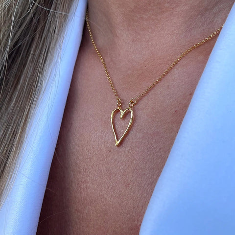 FINGERPRINT THIN HEART 24K gold plated kaklo papuošalas