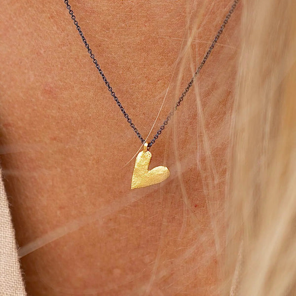 HEART 24K gold plated/oxidised silver kaklo papuošalas