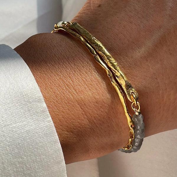 MOONSTONE 24K gold plated apyrankė
