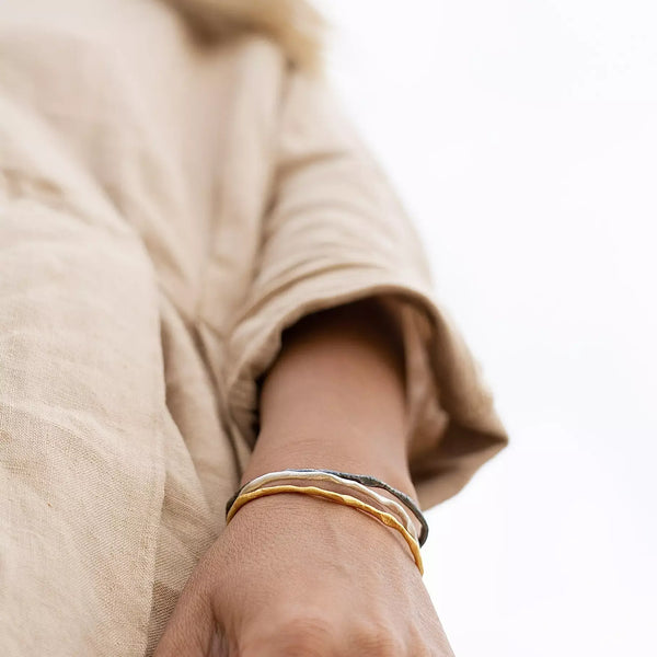 ROUGH CUFF SET 24K gold plated/oxidised silver apyrankė