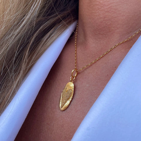 HEART oval 24K gold plated kaklo papuošalas