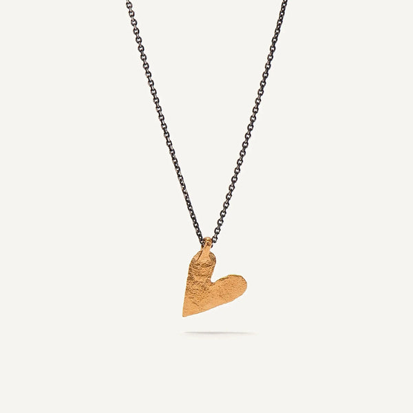 HEART 24K gold plated/oxidised silver kaklo papuošalas