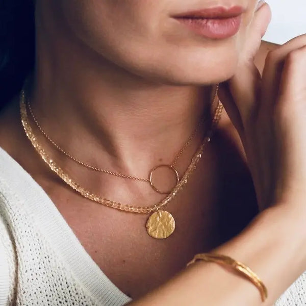 CITRINE FINGERPRINT 24K gold plated kaklo papuošalas