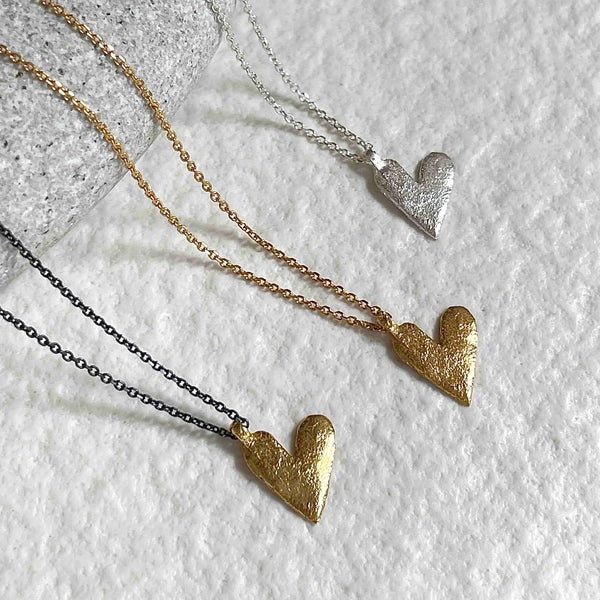 HEART 24K gold plated/oxidised silver kaklo papuošalas