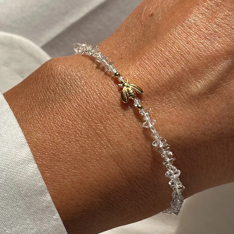 HERKIMER DIAMOND BEE 24K gold plated apyrankė