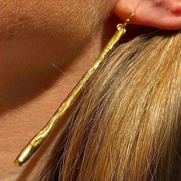 LONG 24K gold plated auskarai