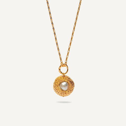 H i d e FRESHWATER grey baroque pearl 24K gold plated kaklo papuošalas