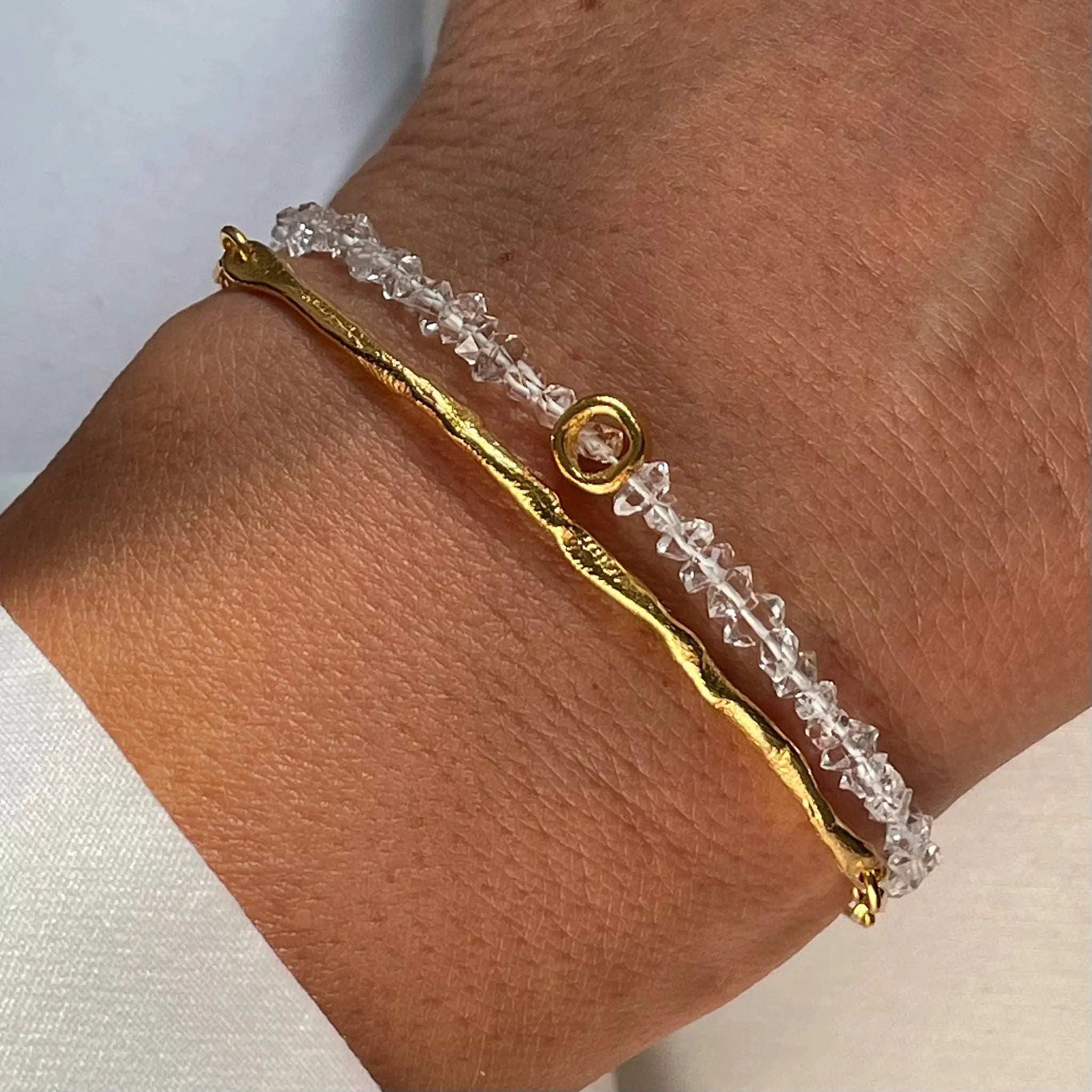 HERKIMER DIAMOND SET 24K gold plated apyrankė