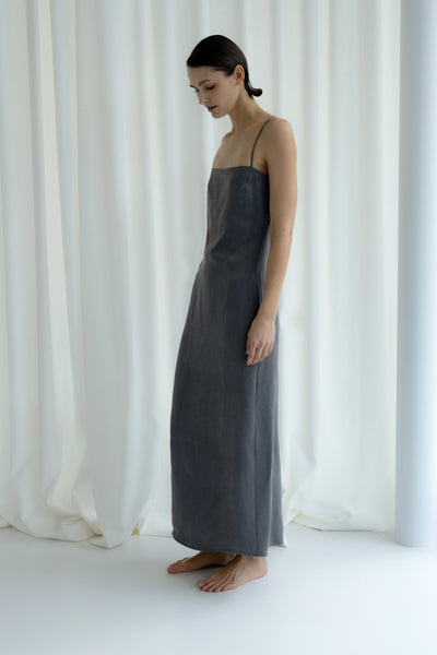 Long minimal slip grey suknelė
