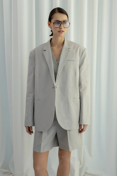 Pleated suit pale grey šortai