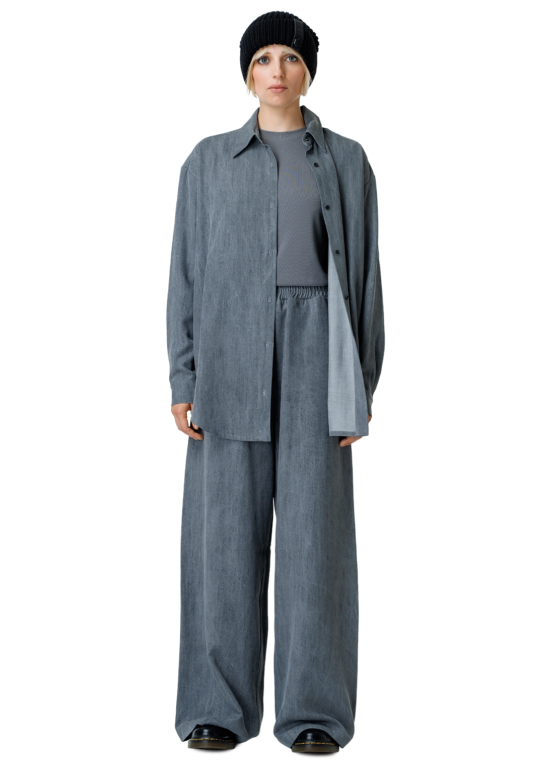 Stonewasherd denim kelnės
