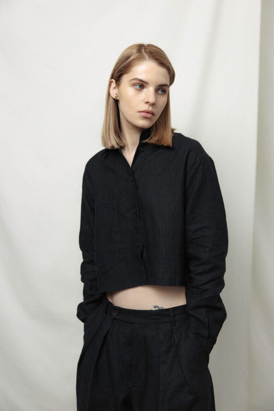 Iduna cropped linen marškiniai