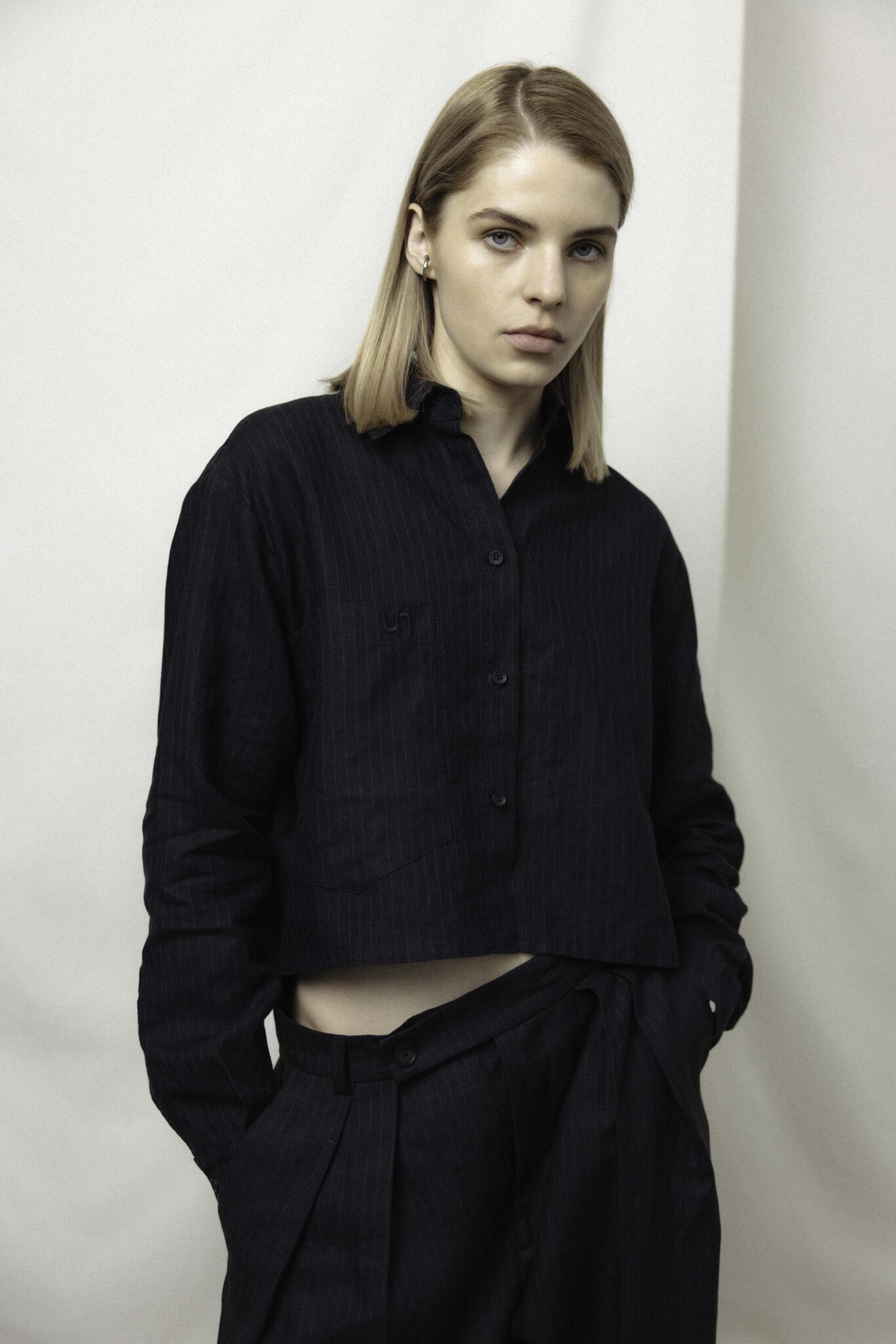 Iduna cropped linen marškiniai