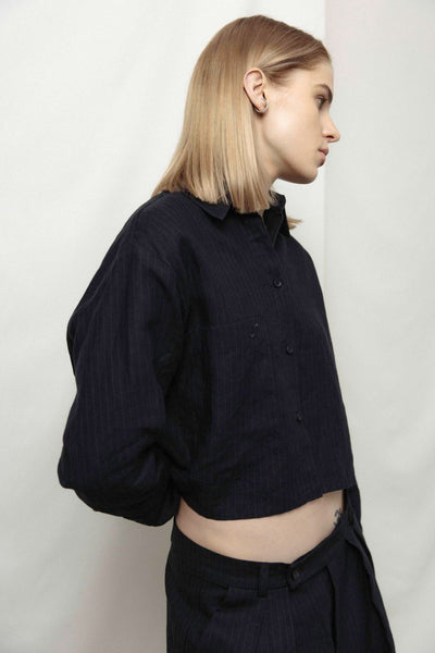 Iduna cropped linen marškiniai