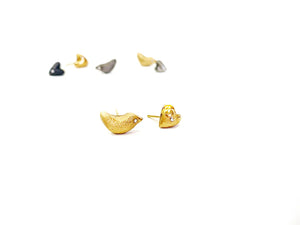 Juodi porcelianiniai auskarai GOLDEN BIRD AND IT LOVE